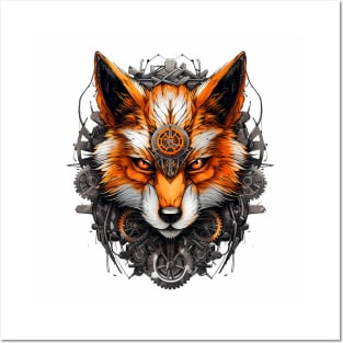 Metallic Fox Face Transformative T-Shirt: Unleash Your Inner Fox Posters and Art